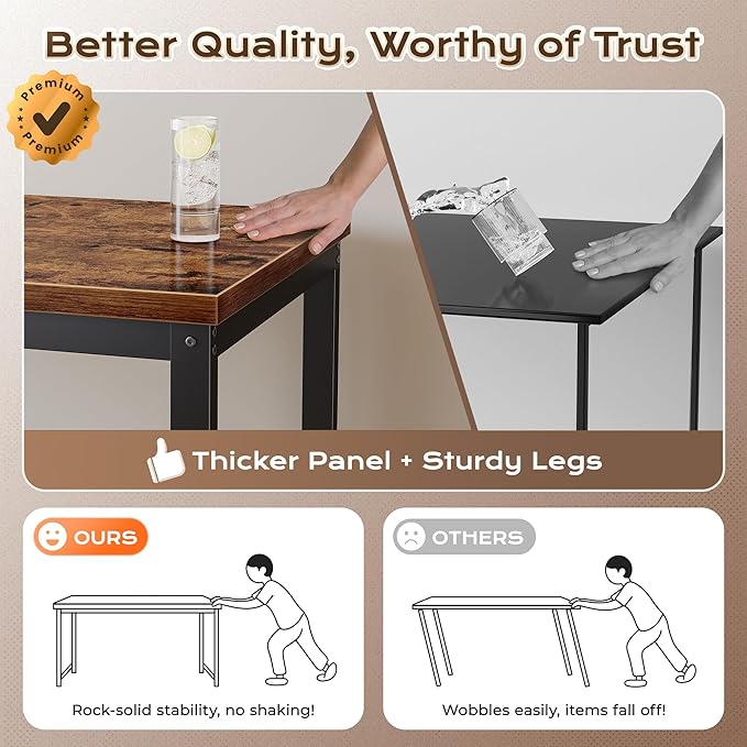 Huuger 55 x 24 inch Desk with Power Outlets & USB-C, Deeper & Thicker Desktop - Image 6