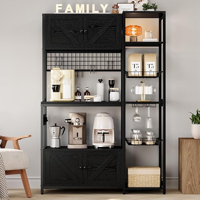 IRONCK Bakers Rack with 2 Storage Cabinets and Power Outlet, 45.3 Inch - Image 3