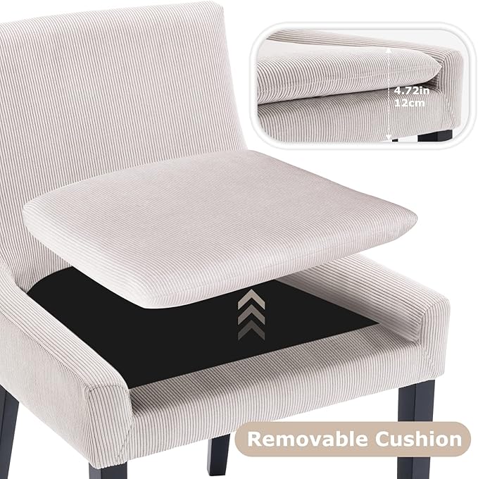 COLAMY Modern Dining Chairs Set of 2, Upholstered Corduroy Accent Side Leisure - Image 6