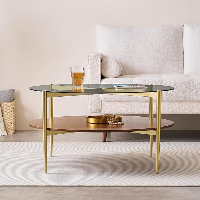 Extra Large Round Coffee Table, Mid-Century Modern Design, D34 x H17 in - Image 4