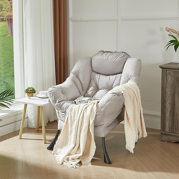 HollyHOME Modern Large Cotton Fabric Lazy Chair，Accent Contemporary Lounge Chair - Image 2
