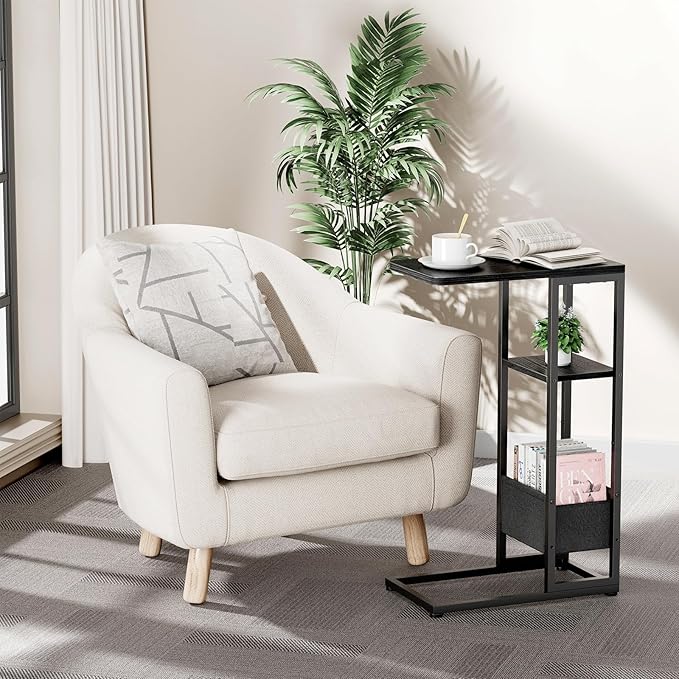C Shaped End Table, Small Side Table - Image 2