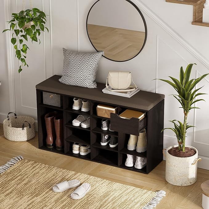 DINZI LVJ Shoe Bench, Entryway Storage Bench - Image 4
