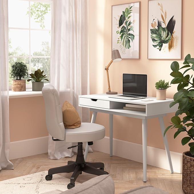 Furniture Nora 40W Writing Desk in Pure White | Computer Table - Image 2