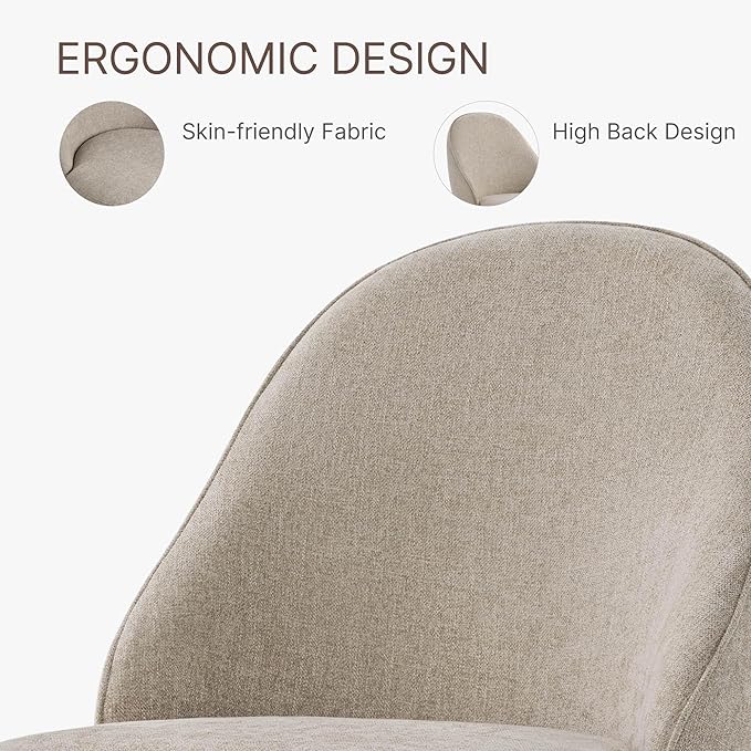 Swivel Dining Chairs Modern Desk Chair Upholstered Linen Fabric Side Chair - Image 6