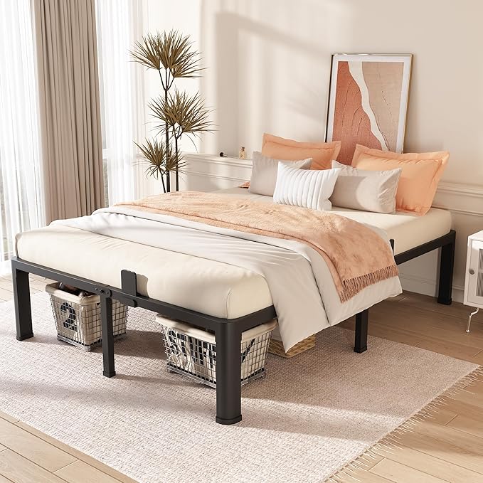 FUIOBYVV King Bed Frame with Round Corner Edge Legs 16 inch High 3500 lbs Heavy - Image 2