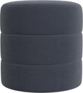 HomePop Upholstered Round Ottoman Home Décor | Round Pouf Foot Rest – Steel by HomePop