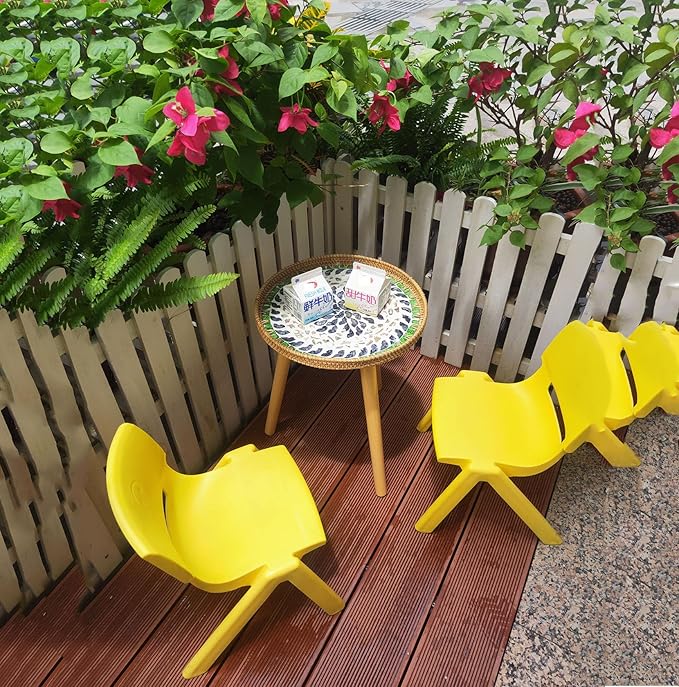 Round Rattan Side Table, Handmade Rattan Tray - Image 5