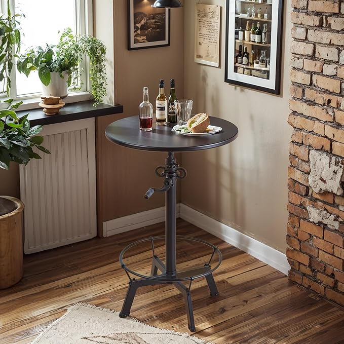 LOKKHAN Industrial Bar Table-33.5-39.4 Inch Tall-Adjustable Bar Height Pub - Image 7