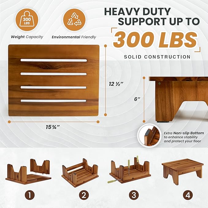 Holana 6" Acacia Wood One Step Stool - Image 2