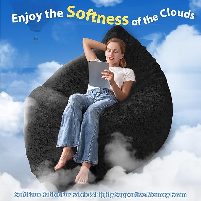 HABUTWAY 4 in 1 Bean Bag Chair, Giant Memory Foam Filling Bean Bag Sofa - Image 7