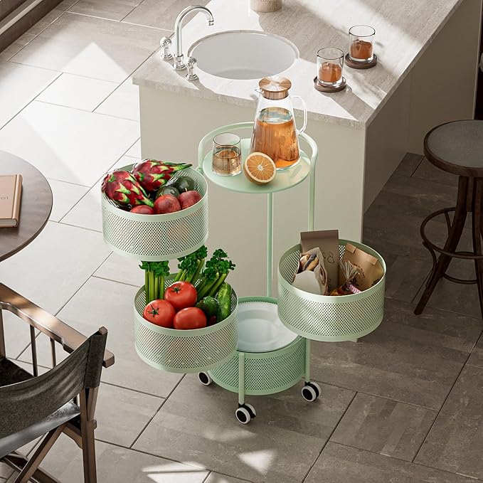 JAQ Kitchen Storage Rack No Assembly, 4-Tier Metal Storage Tower Basket Shelves - Image 6