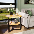 LEEMTORIG Round Side Table, Large End Table Nightstand by LEEMTORIG