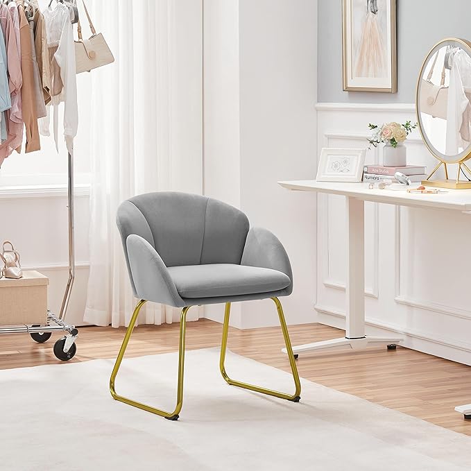 Yaheetech Flower Shape Velvet Vanity Chair, Modern Side Chair Armchair - Image 5