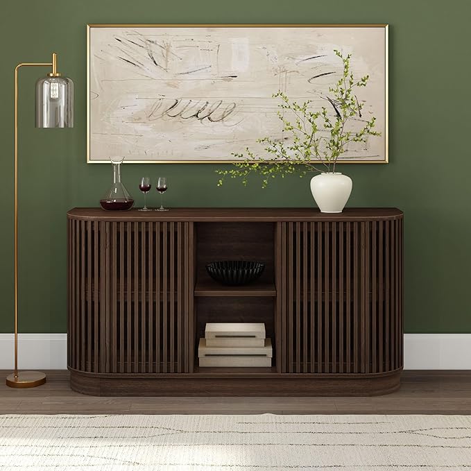 Plank+Beam Contour Wood TV Stand, Two Door Solid Wood Entertainment Console - Image 9