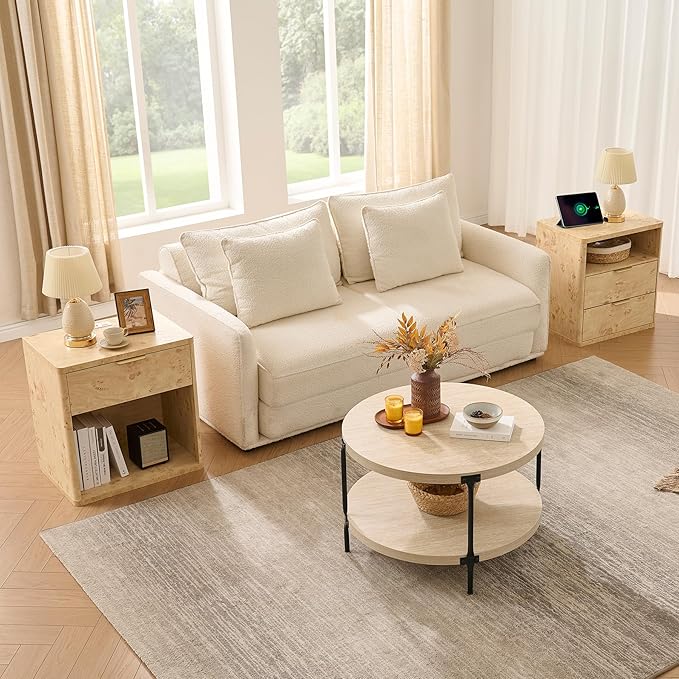 Round Boho Wood Coffee Table - Image 4