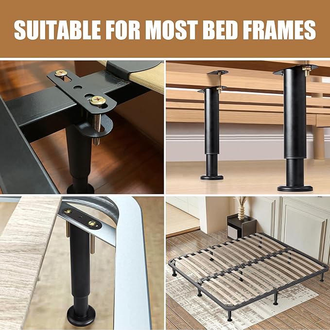 Metal Bed Frame Support Legs, 7-12.6 Inch Adjustable Height Bed Support Legs - Image 7