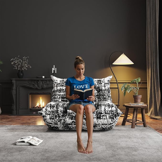 Bean Bag Chairs for Adults, BeanBag Reading Chair Memory Foam Couch, Floor - Image 5
