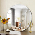 Silver Round Mirror, 39 Inch Wall Mounted Round Mirror, Aluminum Alloy Metal by GLASHOM