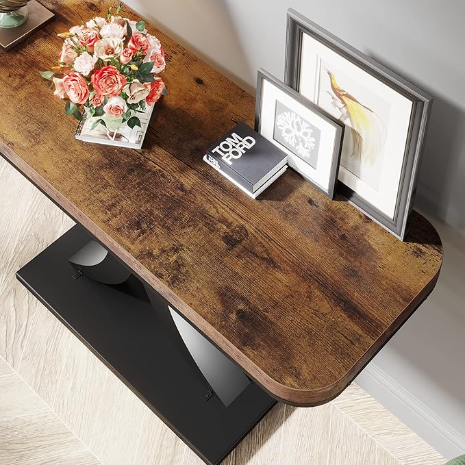 LITTLE TREE Industrial Entryway Console Table, Compact Foyer Hallway Accent - Image 6