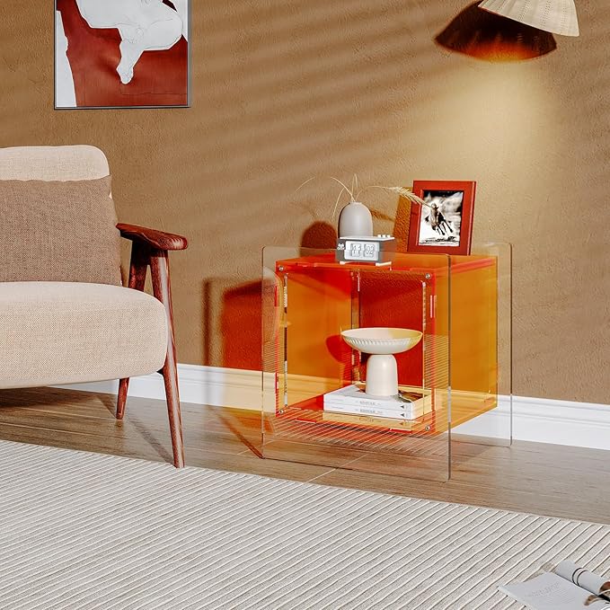 Acrylic Nightstand, Side Table, Record Player Table, End Table - Image 2