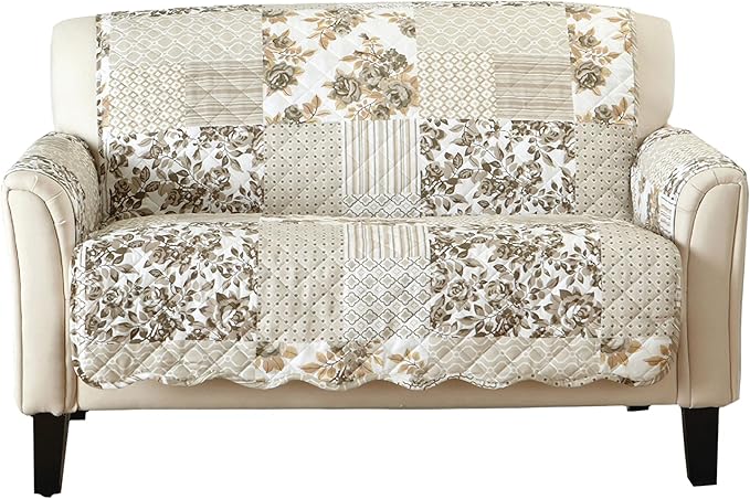 Great Bay Home Patchwork Scalloped Printed Furniture Protector Stain Resistant by GreatBayHome