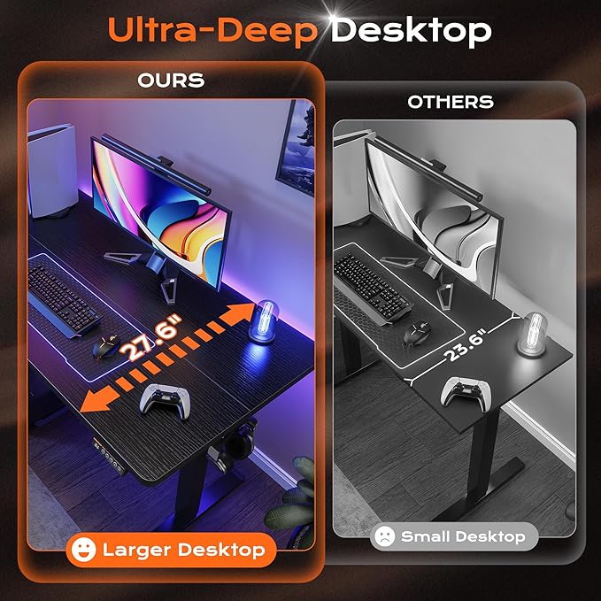 Huuger 48 x 28 Large Electric Standing Desk, Height Adjustable Desk, 27.6" Deep - Image 4