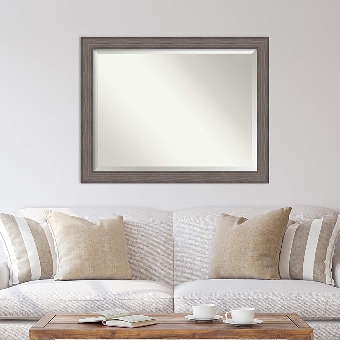 Amanti Art Grey Wall Mirror 35x45 Country Barnwood Rectangle Bathroom Mirror - Image 5
