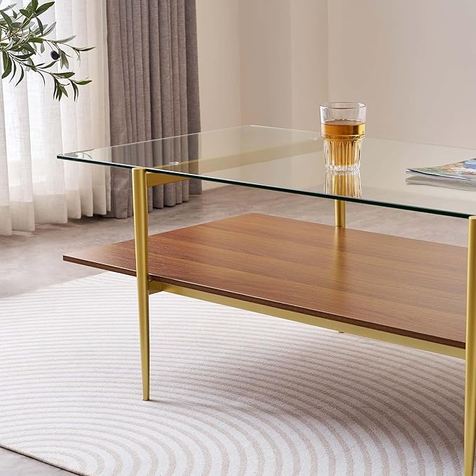 X-Large Rectangle Glass Coffee Table, Mid-Century Modern Design, - Image 7