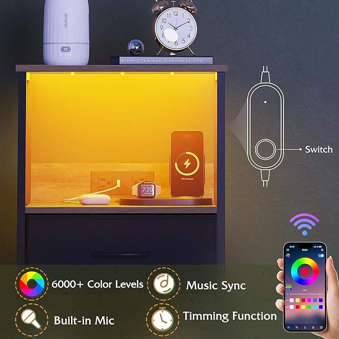 WLIVE LED Nightstand, Night Stand - Image 4
