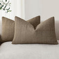 Foindtower Set of 2 Decorative Linen Check Throw Pillow Covers Neutral by Foindtower