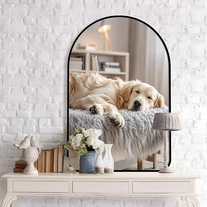 Arched Wall Mirror 24"X36", Modern Farmhouse Mirror Wall Mounted, Curved Arch by PUZONJIG