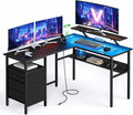 VASAGLE L-Shaped Desk with Power Outlets, Computer Desk with Monitor Stand by VASAGLEbySONGMICSHOME