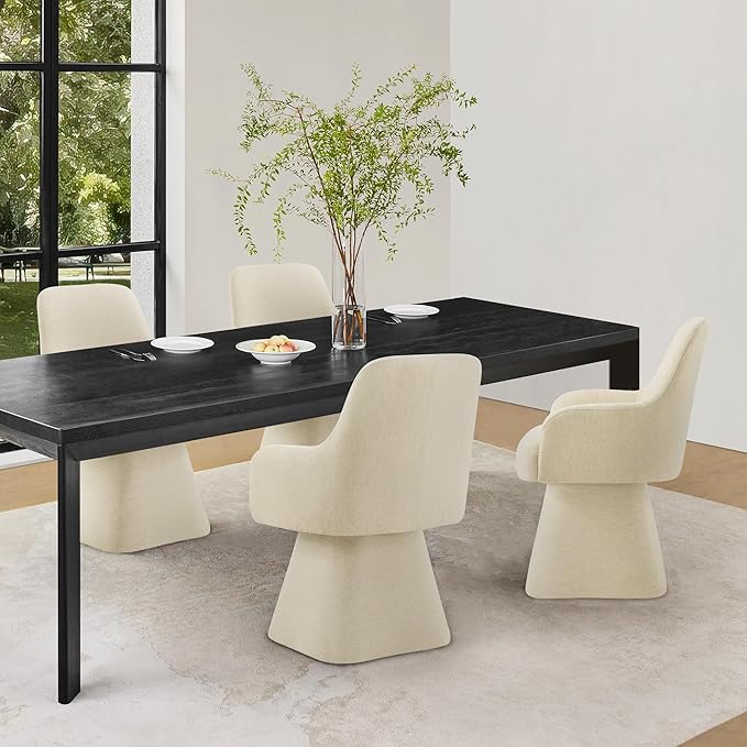 Swivel Dining Chairs Set of 4, Mid Century Modern Chairs Fabric Upholstered - Image 7