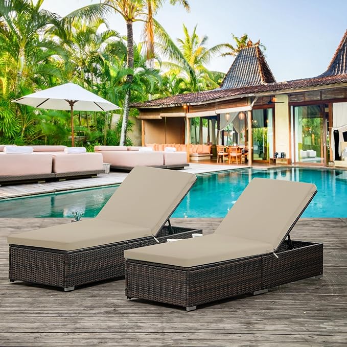 Chaise Lounge Cushions Outdoor Set of 4 - Image 9