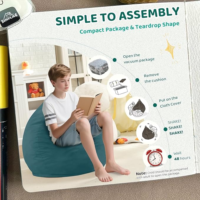 2FT Bean Bag Chair, Comfy Bean Bag Chairs - Image 5