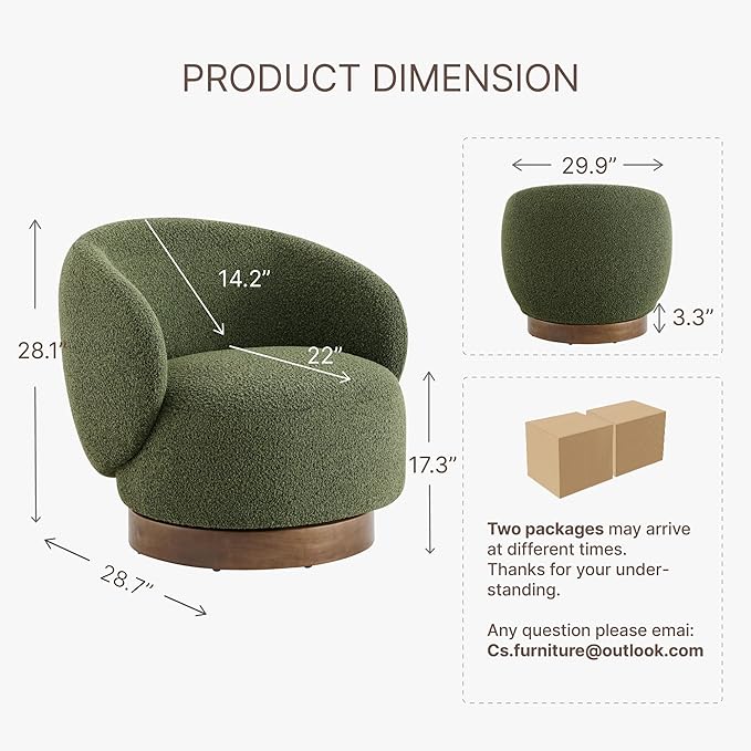 Swivel Accent Chair Round Barrel Armchair Upholstered Performance Fabric - Image 2