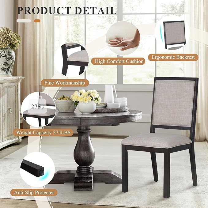 COLAMY Upholstered Dining Chairs Set of 4, Mid Century Modern Dining Room Chairs - Image 5