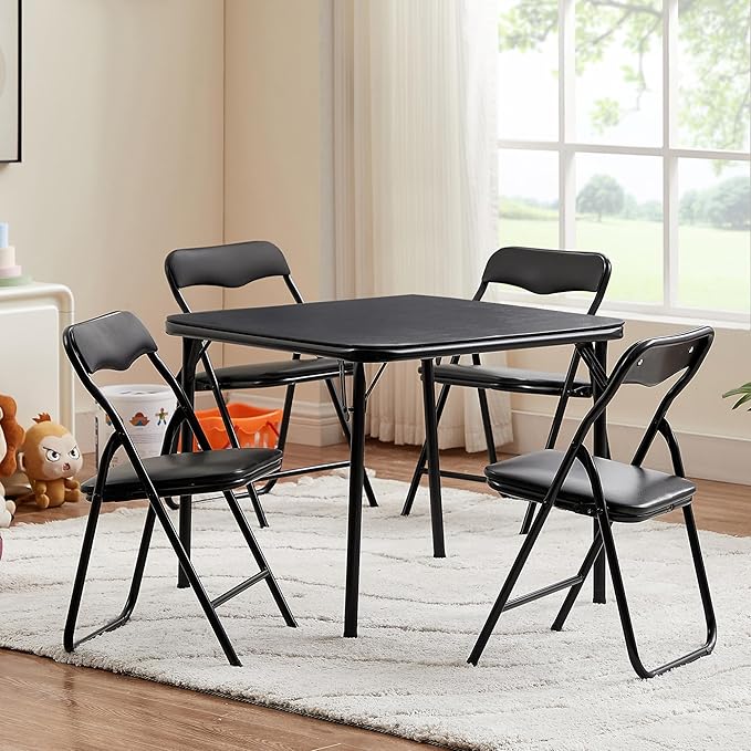 VECELO Kids Folding Activity Table and Chairs 5 Piece Set, - Image 7