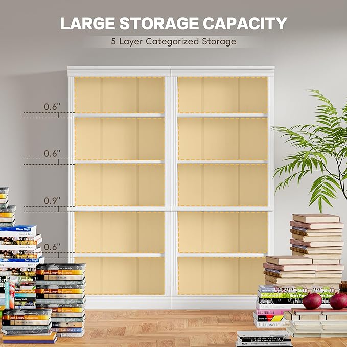 YESHOMY 72" Bookcase and Bookshelf, 5-Tier Wood Bookcases - Image 2