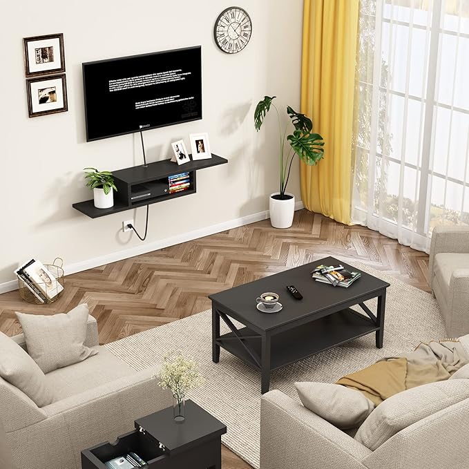 ChooChoo Floating TV Unit, Wall Mount Entertainment Center Media Console - Image 4