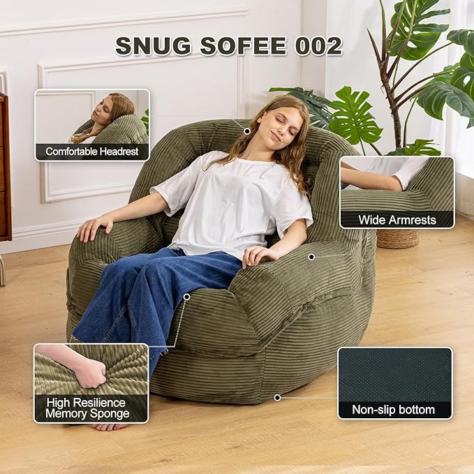 Giant Bean Bag Chair with Armrests - Image 3