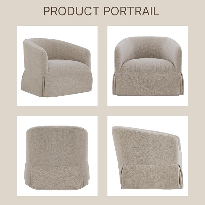 Swivel Accent Chair, 360 Degree Performance Fabric Armchair Modern Barrel - Image 6