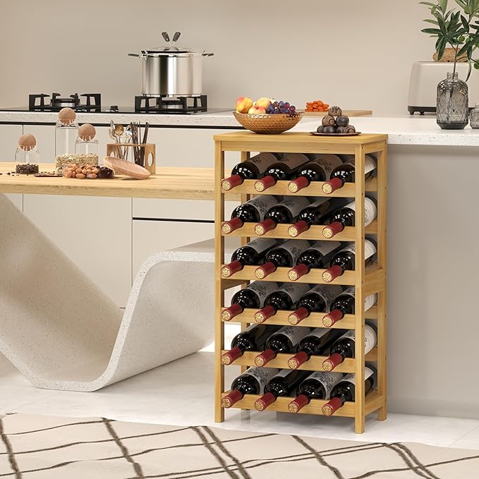 6 Tier Wine Rack Freestanding Floor, 24 Bottles Wine Storage Shelves - Image 7
