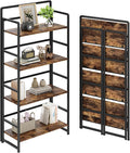No Assembly Folding Bookshelf, 4 Tiers Collapsible Book Shelf by THKKYHomeOfficeFurniture