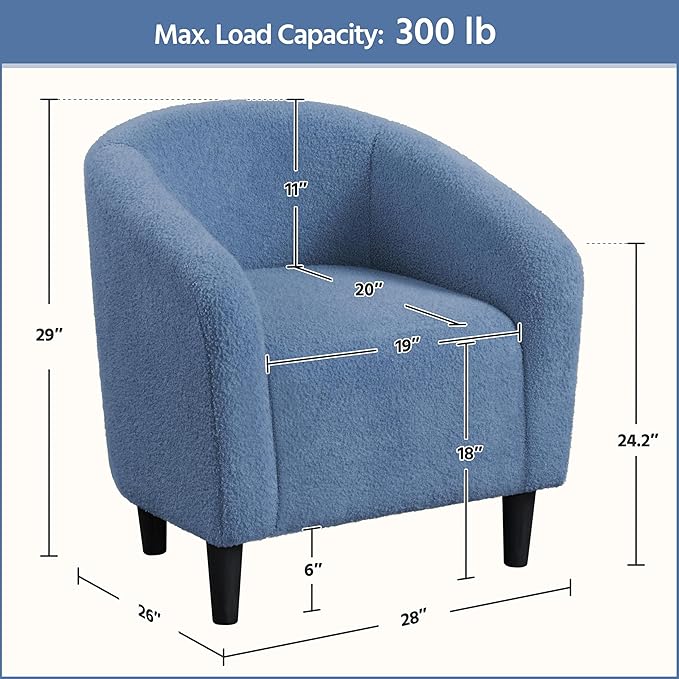 Yaheetech Accent Barrel Chair, Boucle Fabric Club Chair, Furry Sherpa Elegant - Image 3