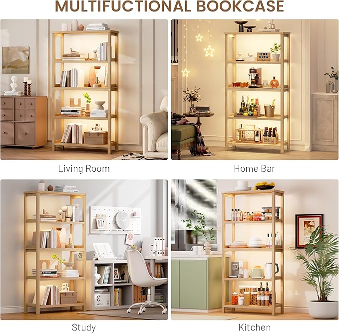 Vlsrka 5 Tier Wooden Bookshelf - Image 9