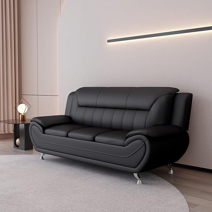 Container Furniture Direct Michael Modern Faux Leather Upholstered Stainless - Image 11