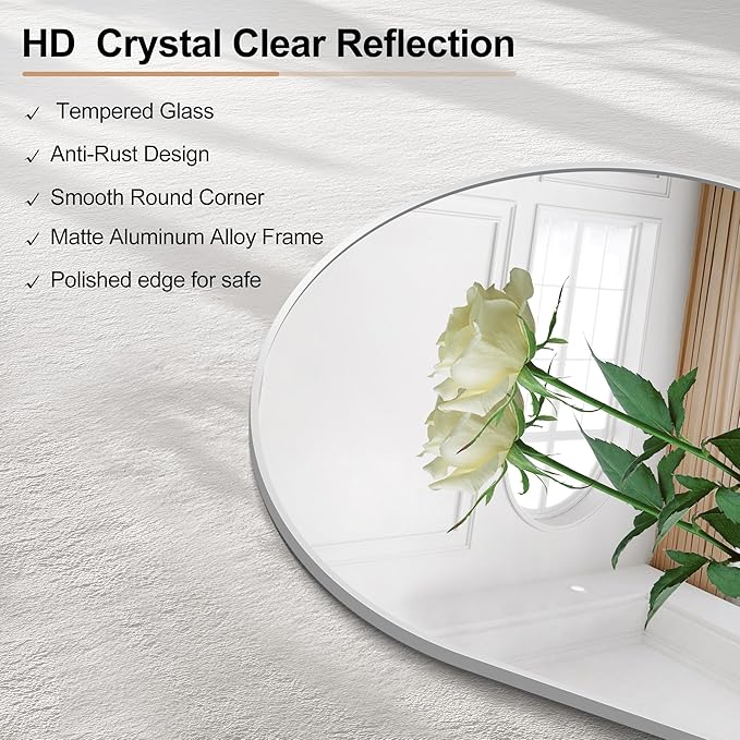 Arched Bathroom Mirror, Wall Mounted Mirror, Living Room, Hanging or Leaning - Image 4