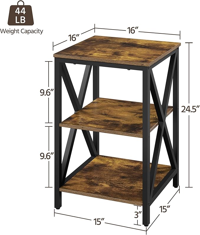 Yaheetech Industrial End Tables, 3-Tier Side Tables - Image 3